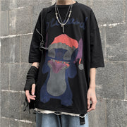 Street style cartoon print hip-hop loose short sleeve T-shirt