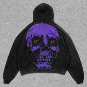 skull vintage print hoodie