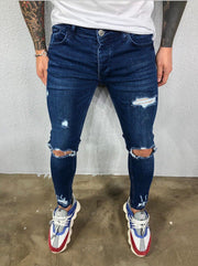 Men's Ripped Stretch Feet Ripped Trendy Fashion Jeans